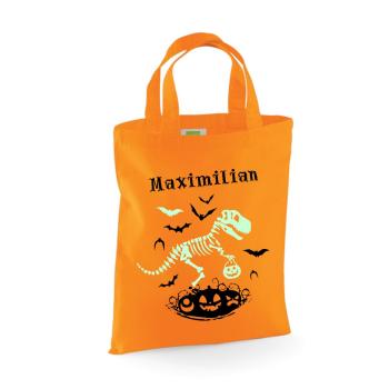 Tasche mit Text Süßes oder Saures und nachtleuchtenem Gespenst